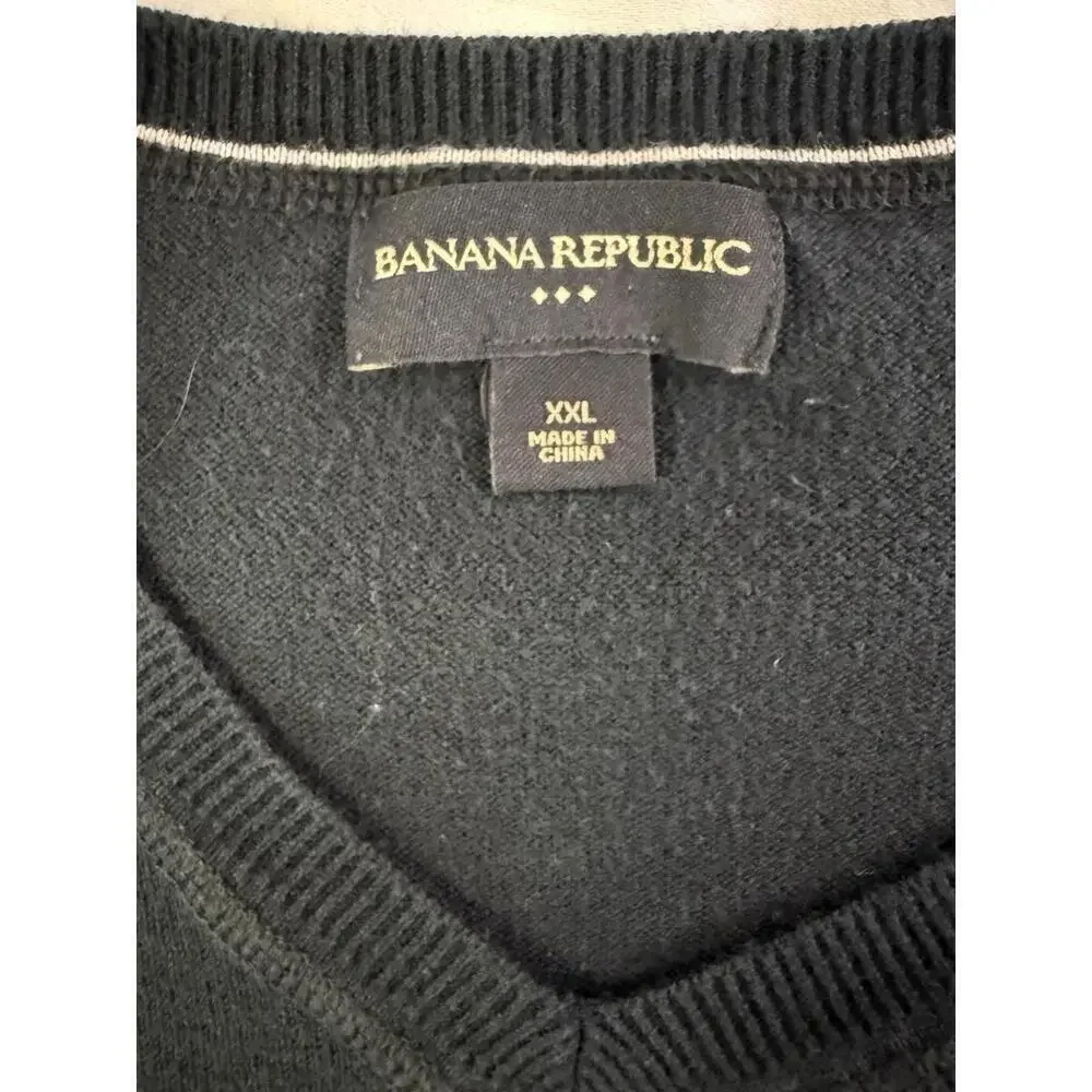 Banana Republic Sweater Long Sleeve  Mens 2XL Navy Blue Extra Fine Cotton V-Neck